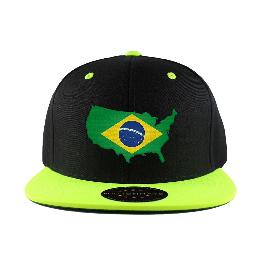 Brazilian American 6-Panel | MapFlag™ Cap | Nationhats Snapback 2-Tone